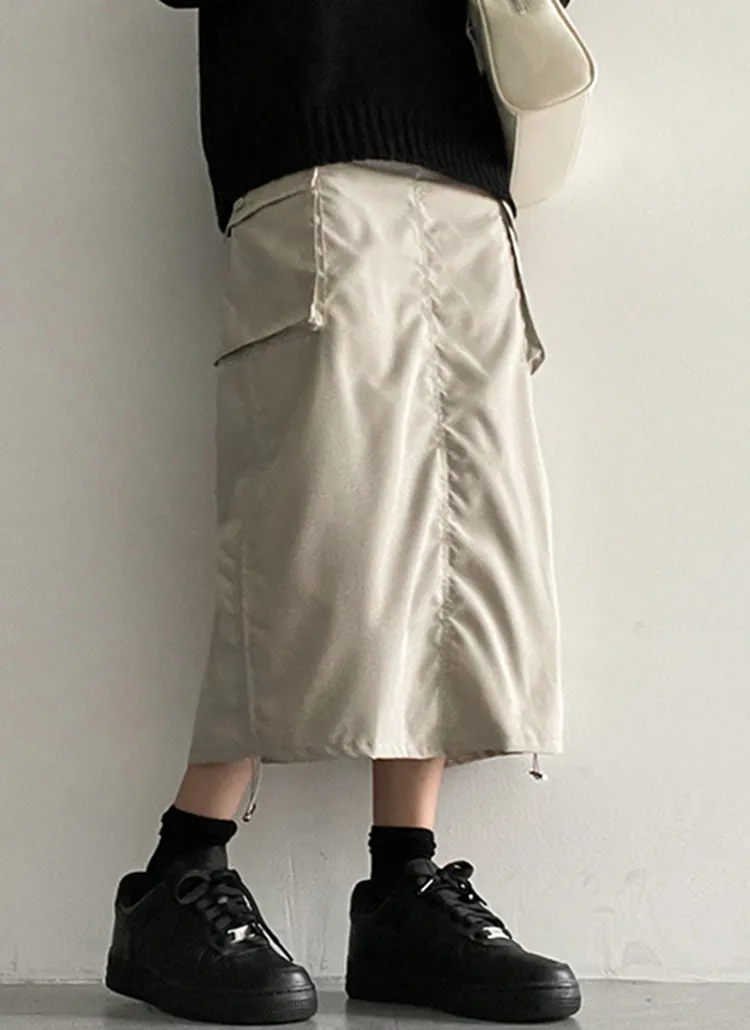 サイドカーゴシャーリングロングスカート | hijjoo | 詳細画像1