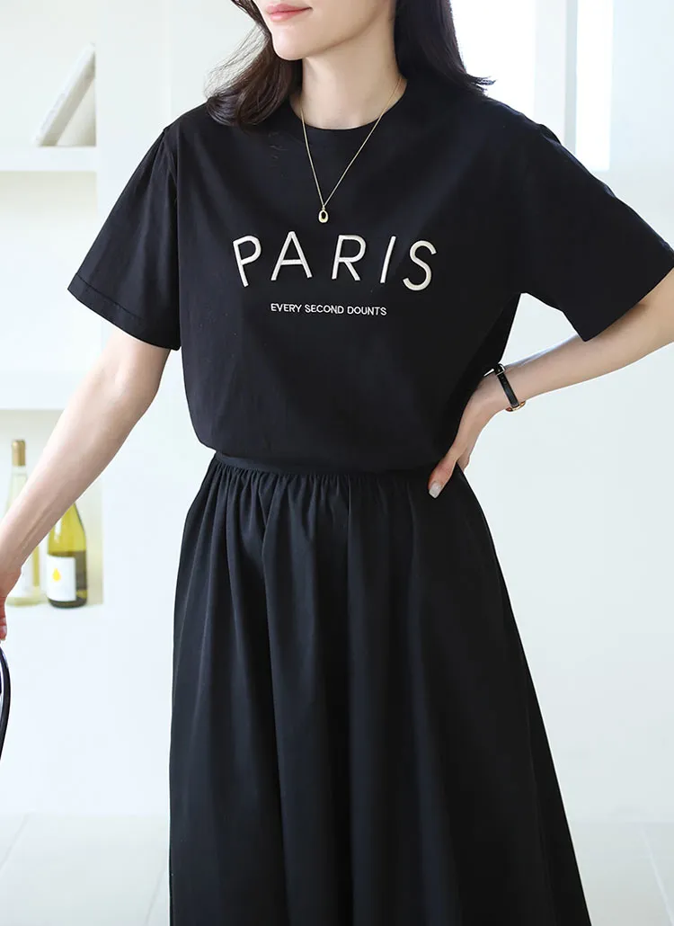 PARIS刺繍半袖Tシャツ | indibrand | 詳細画像1