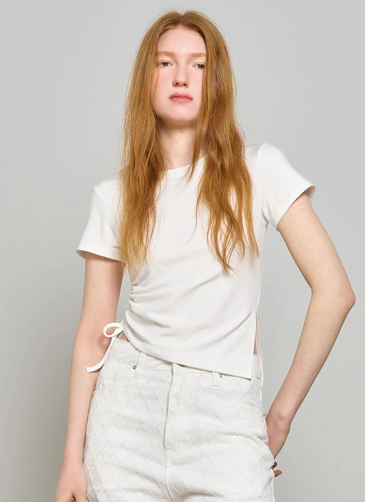 シャーリングスリット半袖Tシャツ(WHITE) | GENERALIDEA | 詳細画像1