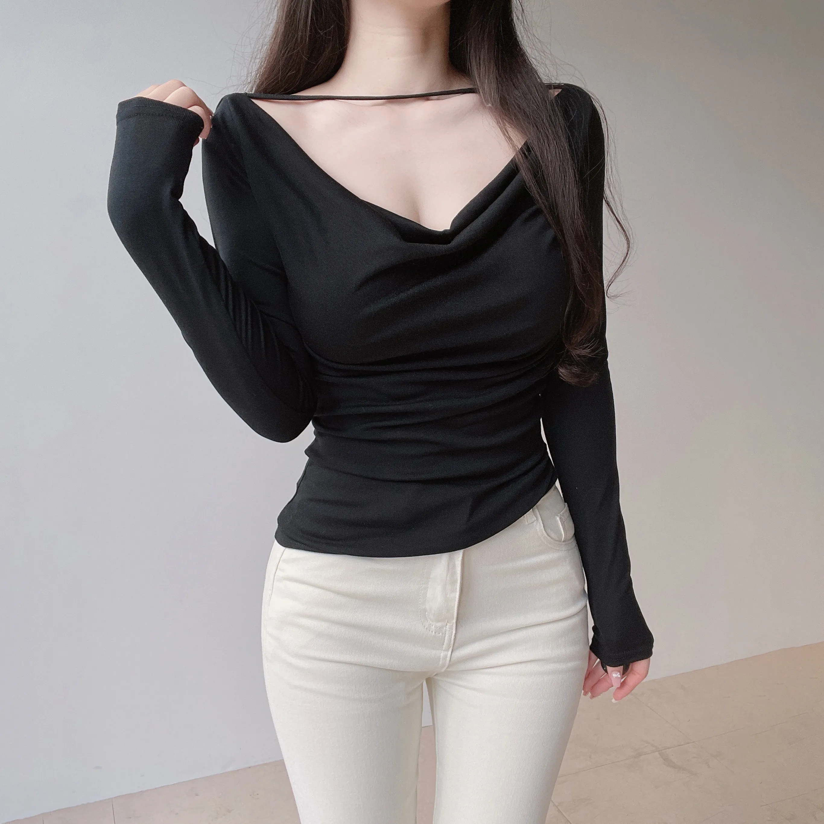 ドレープストラップスリムTシャツ | mirangmirang | 詳細画像19