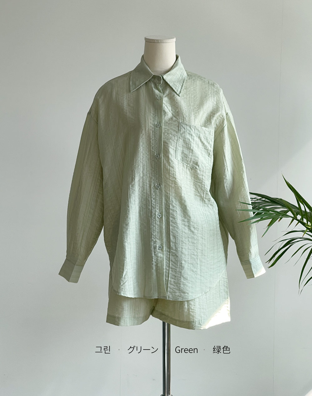 [残り1点]リンクルポケットシャツ&ショートパンツSET | DHOLIC | 詳細画像4