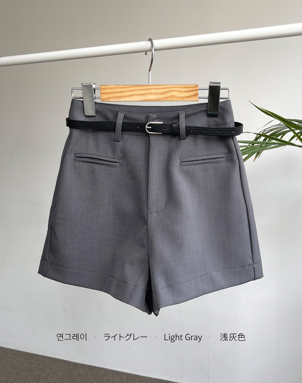 残り1点]ベルト付フェイクポケットショートパンツ | レディース
