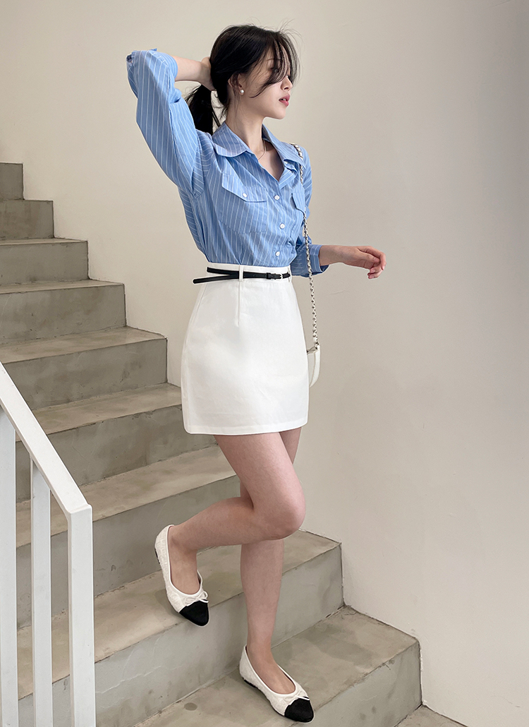 スリムベルト付ダーツミニスカート | レディースファッション通販 - DHOLIC