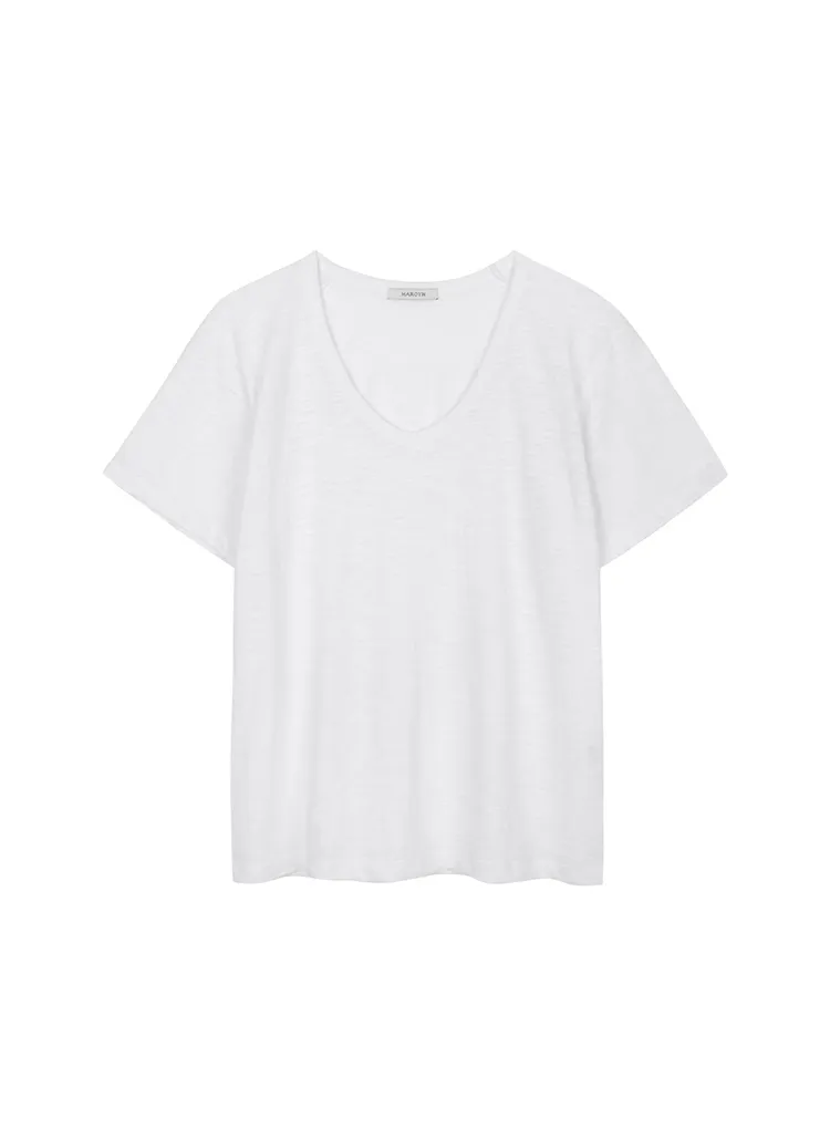 Uネック半袖Tシャツ(White) | 詳細画像1