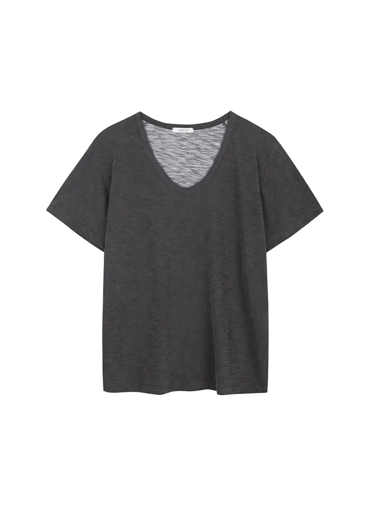 Uネック半袖Tシャツ(Charcoal) | 詳細画像1