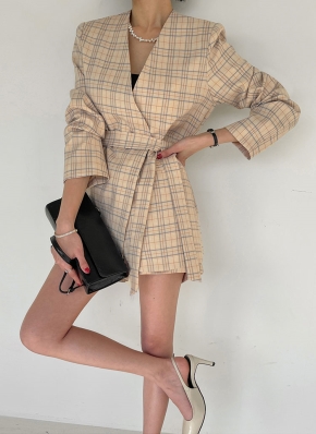 dabagirl ダバガール　ストラップ付きウール混紡ロングガウンコート ストラップ付ウール混ロングガウンコート | レディース