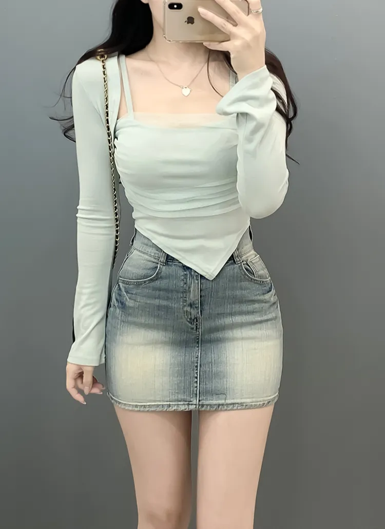 デニムスリムミニスカート | auvezay | 詳細画像1