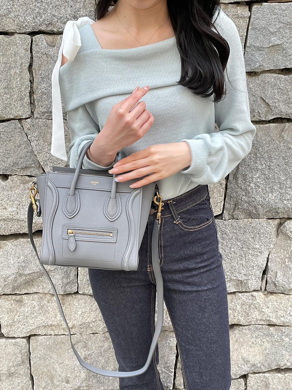 リボンワンショルダー配色リブTシャツ | 詳細画像3