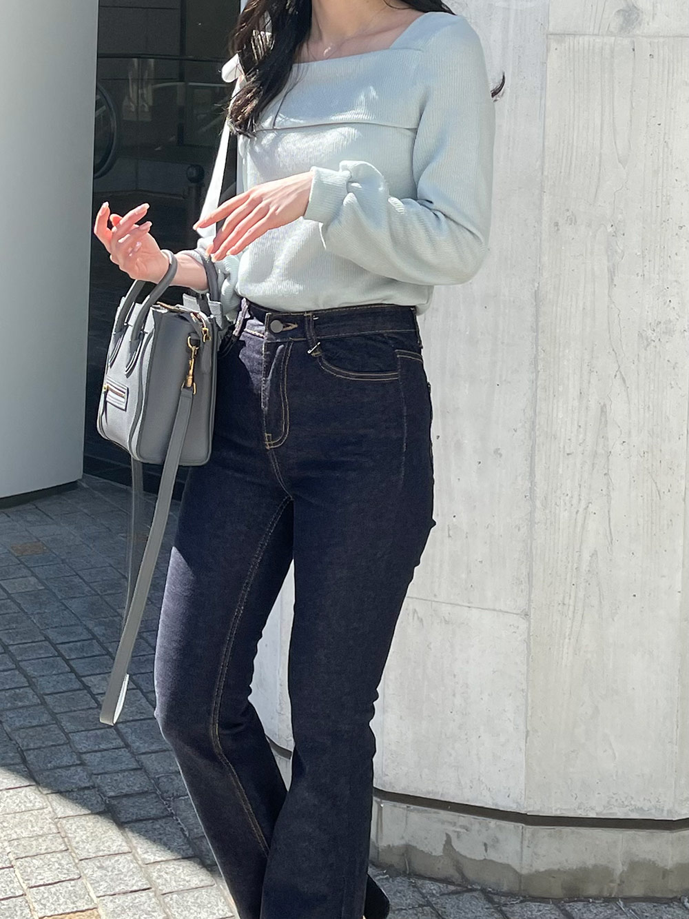 リボンワンショルダー配色リブTシャツ | 詳細画像6