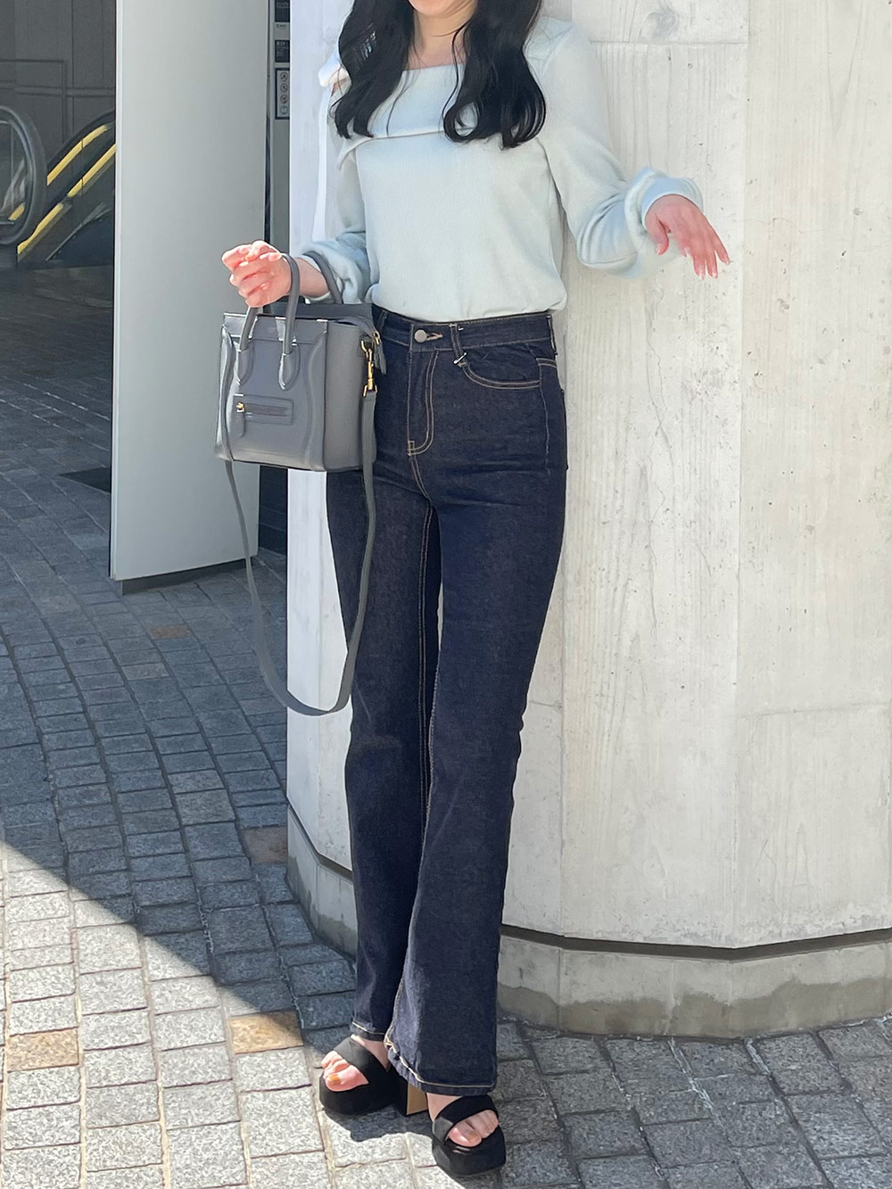 リボンワンショルダー配色リブTシャツ | 詳細画像9