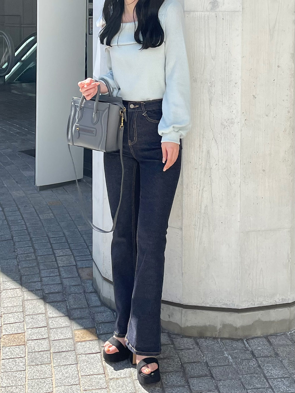 リボンワンショルダー配色リブTシャツ | 詳細画像10