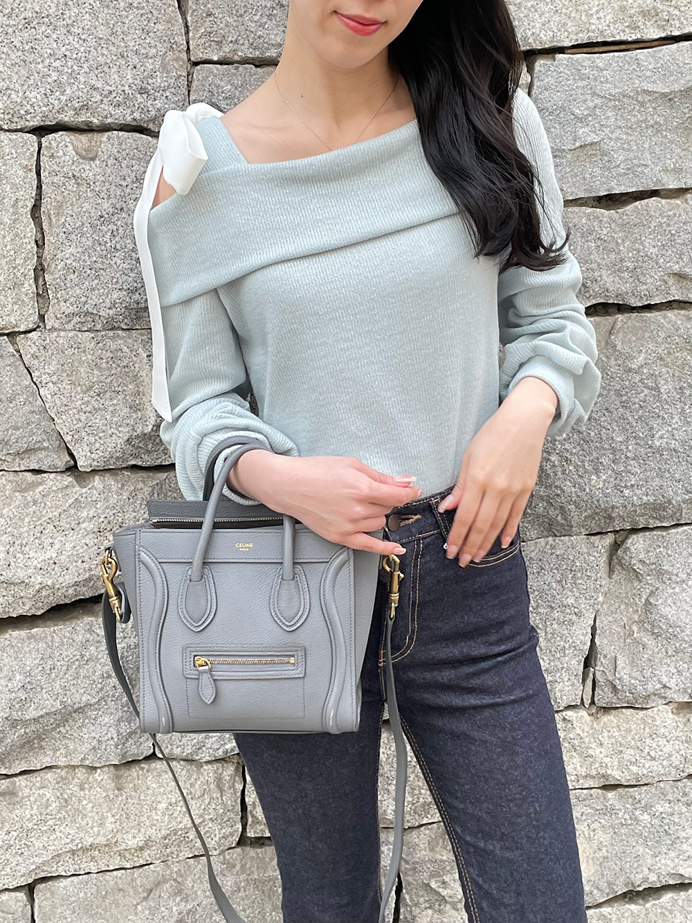 リボンワンショルダー配色リブTシャツ | 詳細画像14