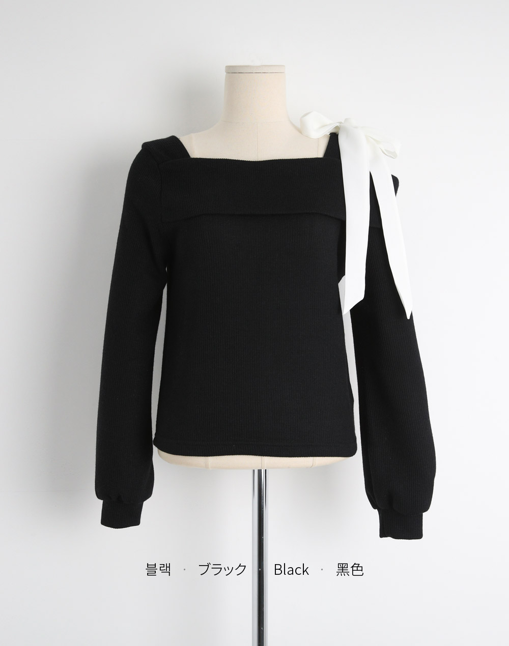 リボンワンショルダー配色リブTシャツ | 詳細画像22