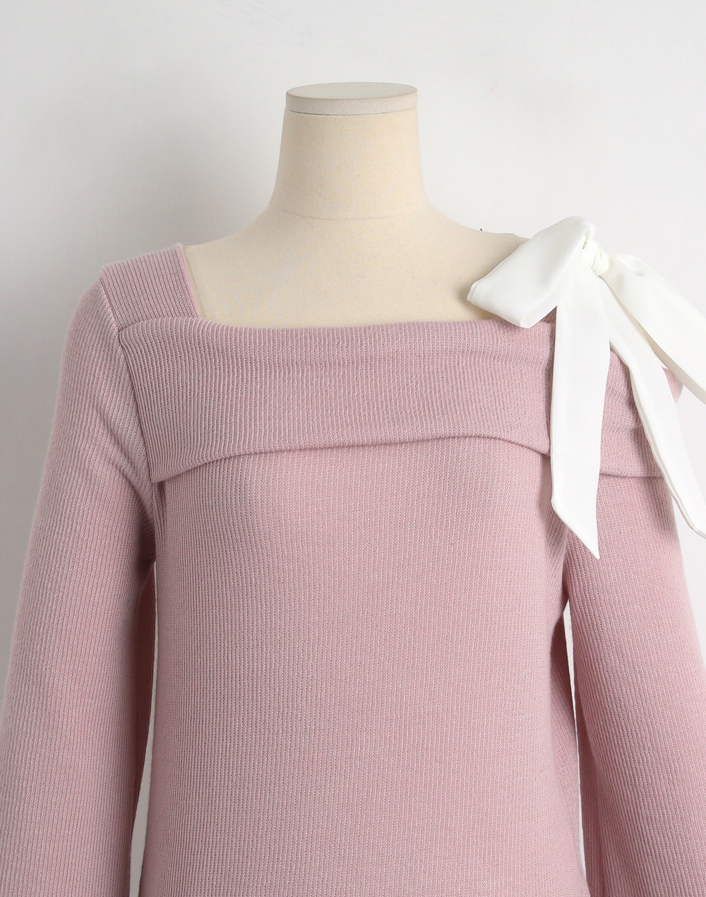 リボンワンショルダー配色リブTシャツ | 詳細画像25