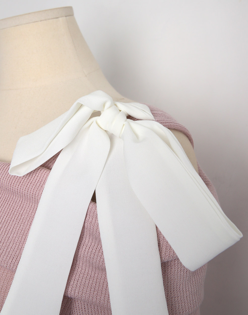 リボンワンショルダー配色リブTシャツ | 詳細画像26