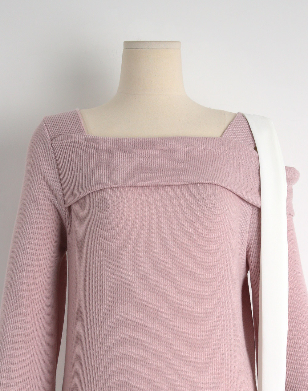 リボンワンショルダー配色リブTシャツ | 詳細画像28