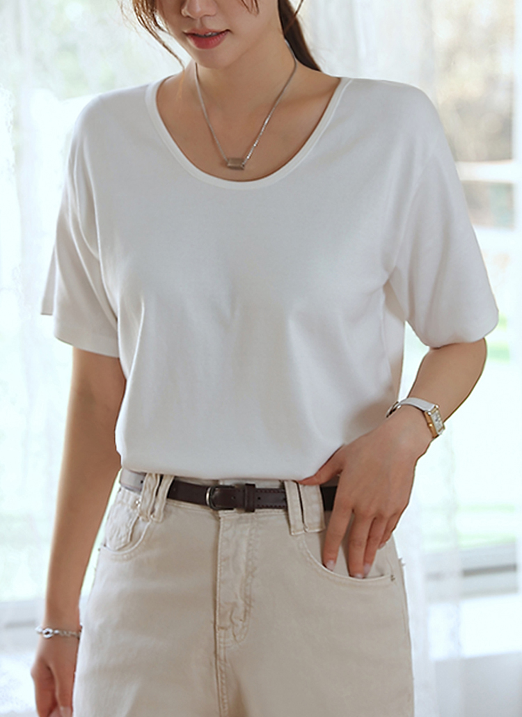 Uネック半袖Tシャツ | レディースファッション通販 - DHOLIC