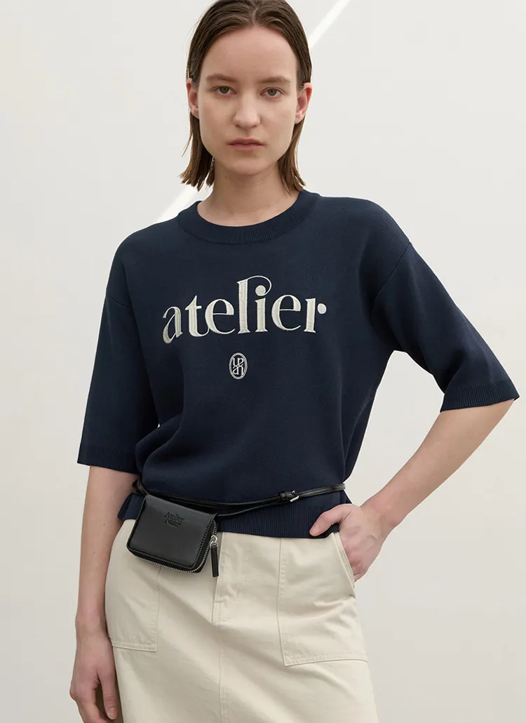 レタリング半袖ニット | Atelier Nain | 詳細画像1