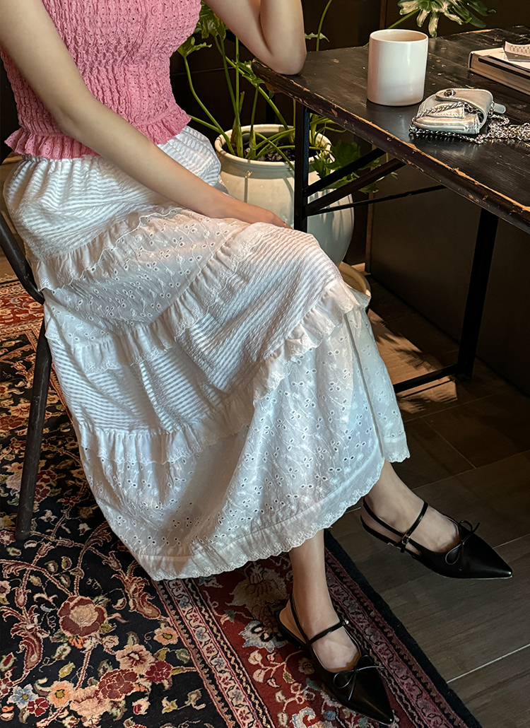 アイレットレースティアードスカート | レディースファッション通販