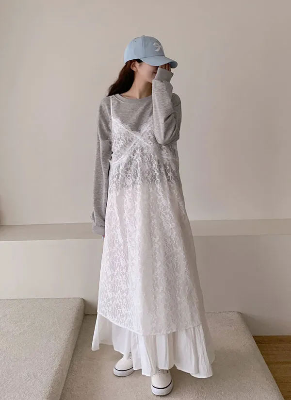 レースレイヤードワンピース | レディースファッション通販 - DHOLIC 