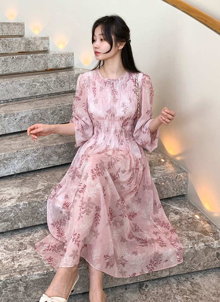 リーフパターンフレアワンピース | レディースファッション通販 - DHOLIC