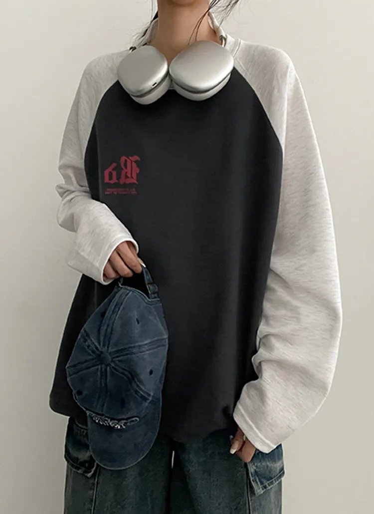 Rロゴラグラン配色長袖Tシャツ | hijjoo | 詳細画像1