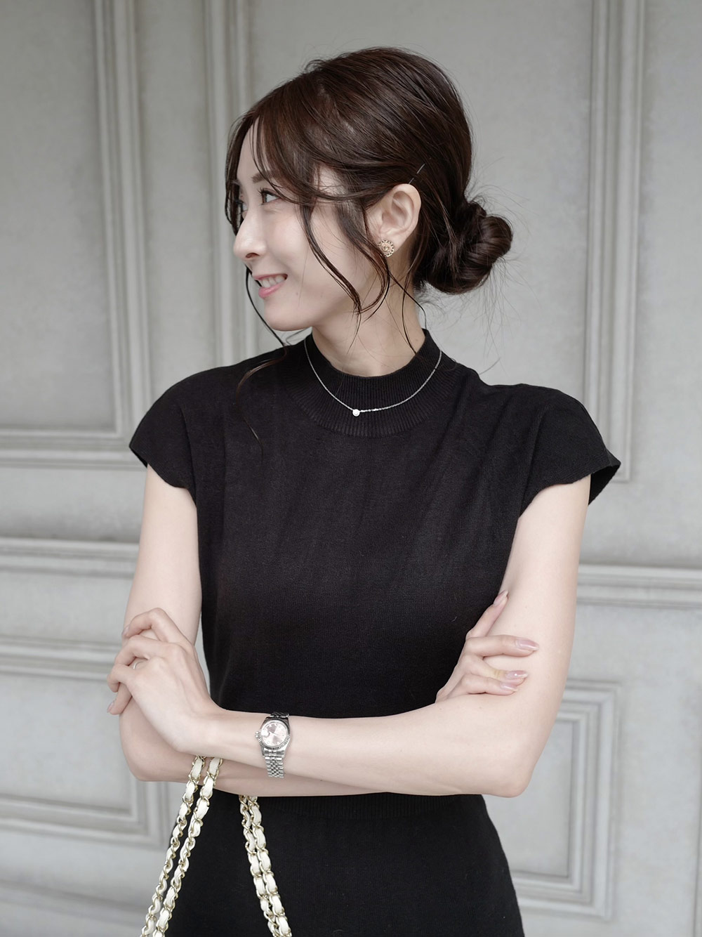 ハーフネックフレンチタイトワンピース | レディースファッション通販