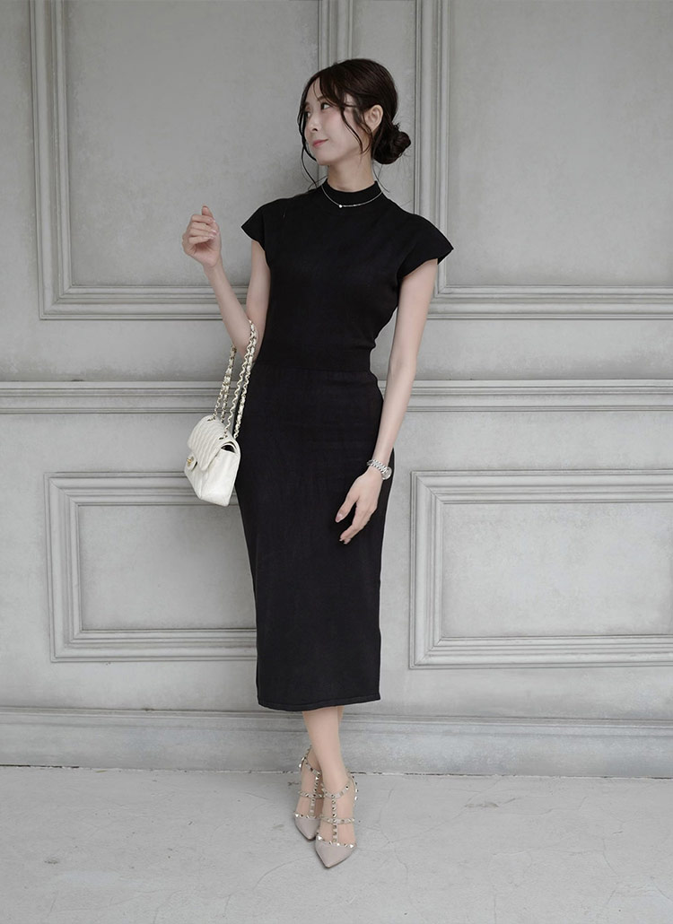 ハーフネックフレンチタイトワンピース | レディースファッション通販