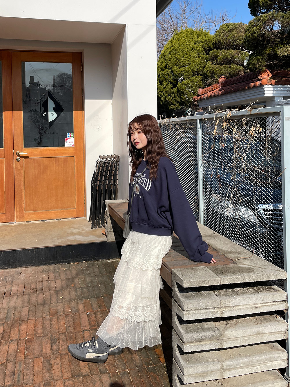 THELIGHTティアードスカートパンツ ホワイト レースフラワー THELIGHTティアードスカートパンツ ホワイト レースフラワー flower