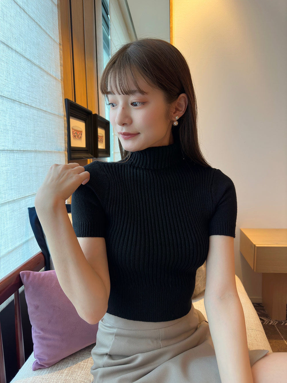 タートルネック半袖リブニット | 詳細画像2