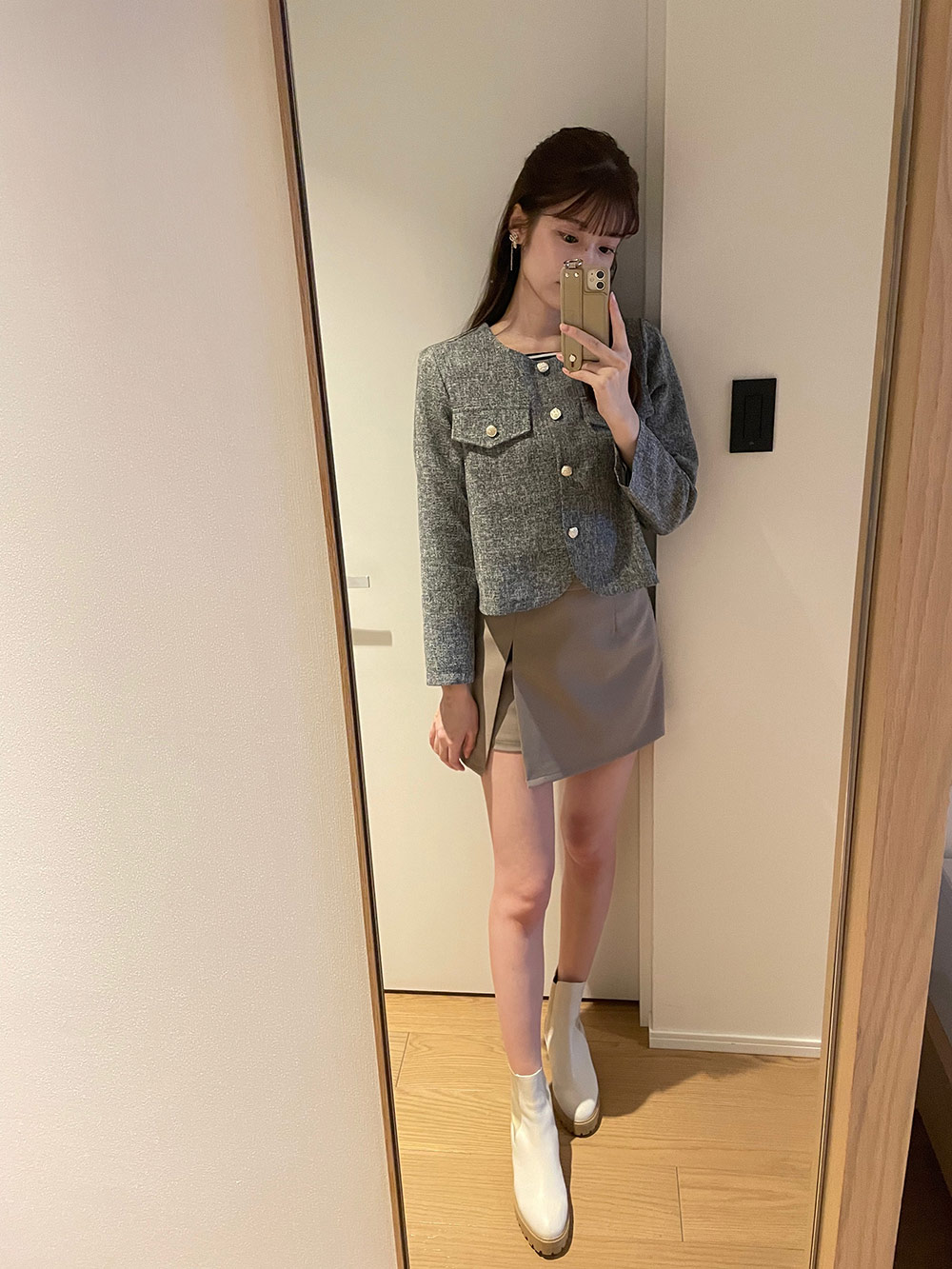 パンツ裏地フロントスリットミニスカート | レディース