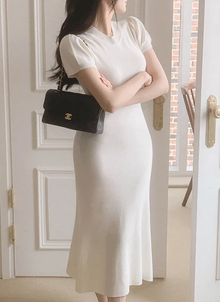 パフ半袖ニットフレアワンピース | FROMDAYONE | 詳細画像1