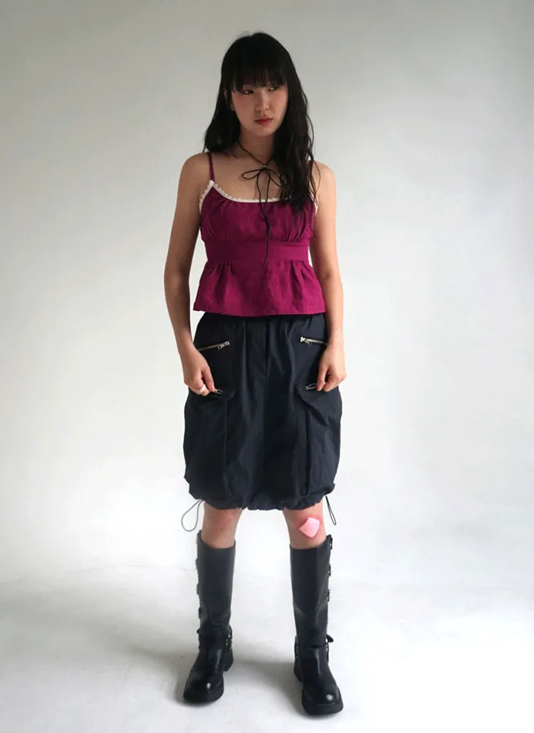 ドローコードジップポケットスカート(Charcoal) | Loulouseoul | 詳細画像1
