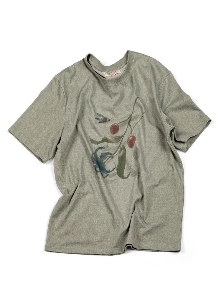 フラワープリント半袖Tシャツ(カーキ) | 詳細画像1