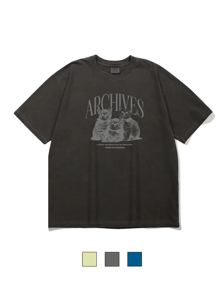 ARCHIVESキャットピグメント半袖Tシャツ | 詳細画像1