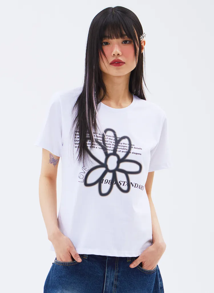 LOVEフラワースリムクール半袖Tシャツ | 詳細画像1