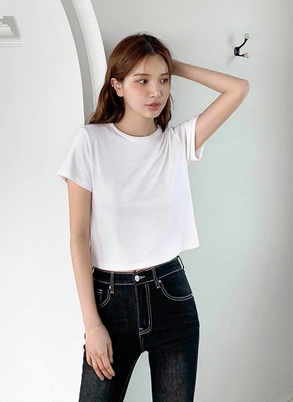 カラーリングクロップド半袖Tシャツ | レディースファッション通販