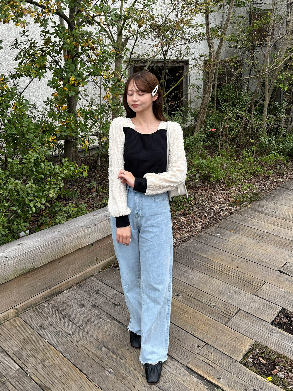 未使用 Pretty Ballerina フラットシューズ パール org.jpg