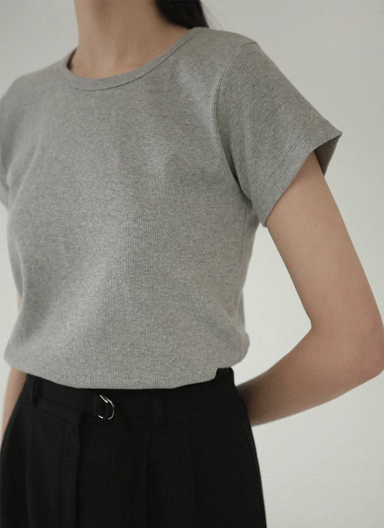 クロップド半袖Tシャツ(Gray) | laurenhi | 詳細画像1