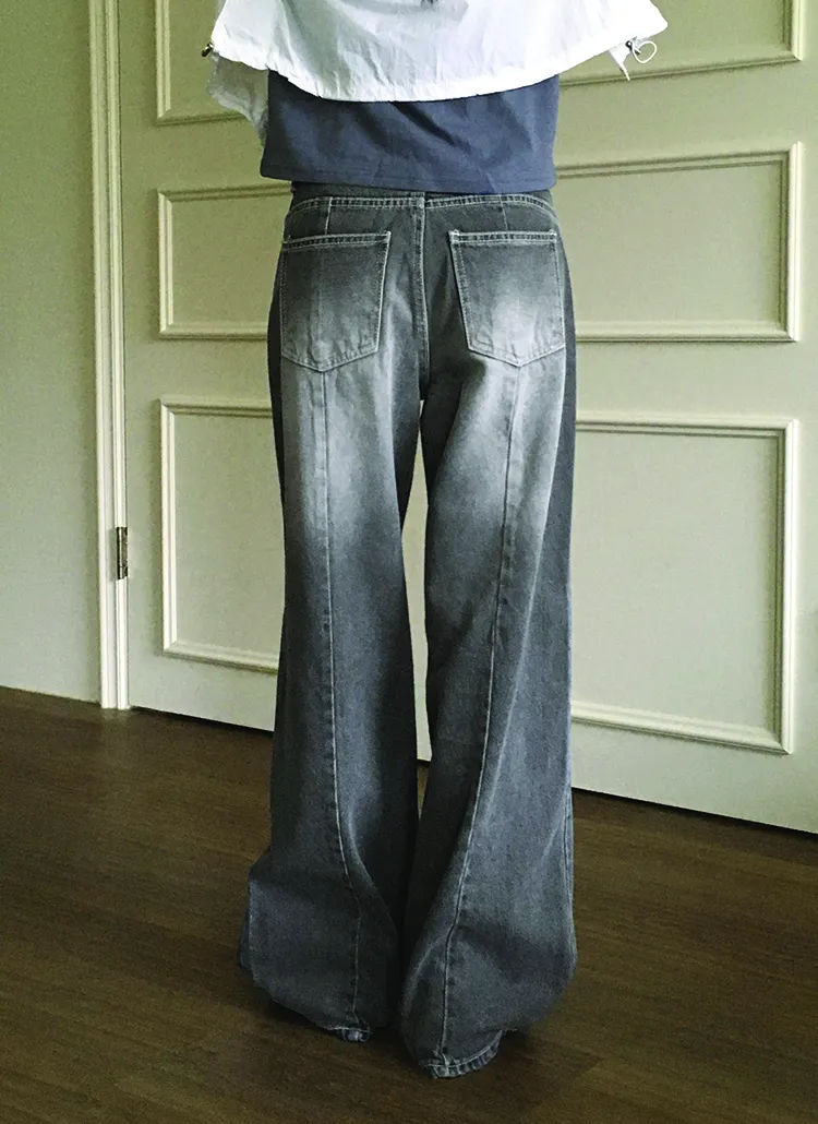 バックライングレーワイドデニムパンツ | WONDERWONDER | 詳細画像1