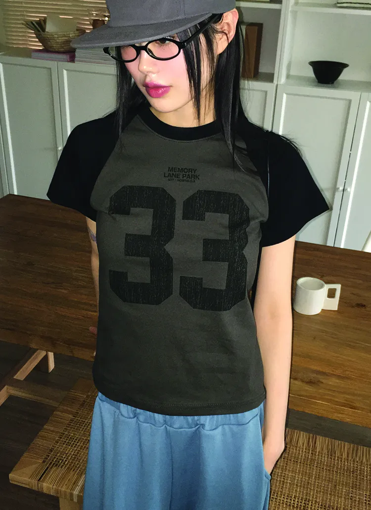 33ラグランクロップド半袖Tシャツ | WONDERWONDER | 詳細画像1