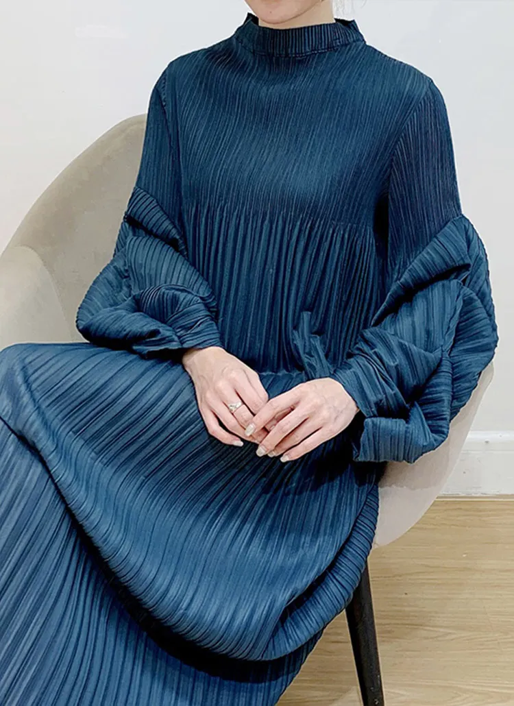 モックネックパフプリーツワンピース | レディースファッション通販  