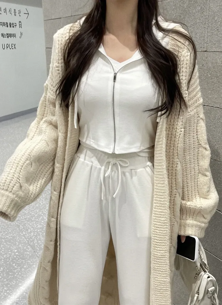 ケーブルニットロングカーディガン | yefit | 詳細画像1