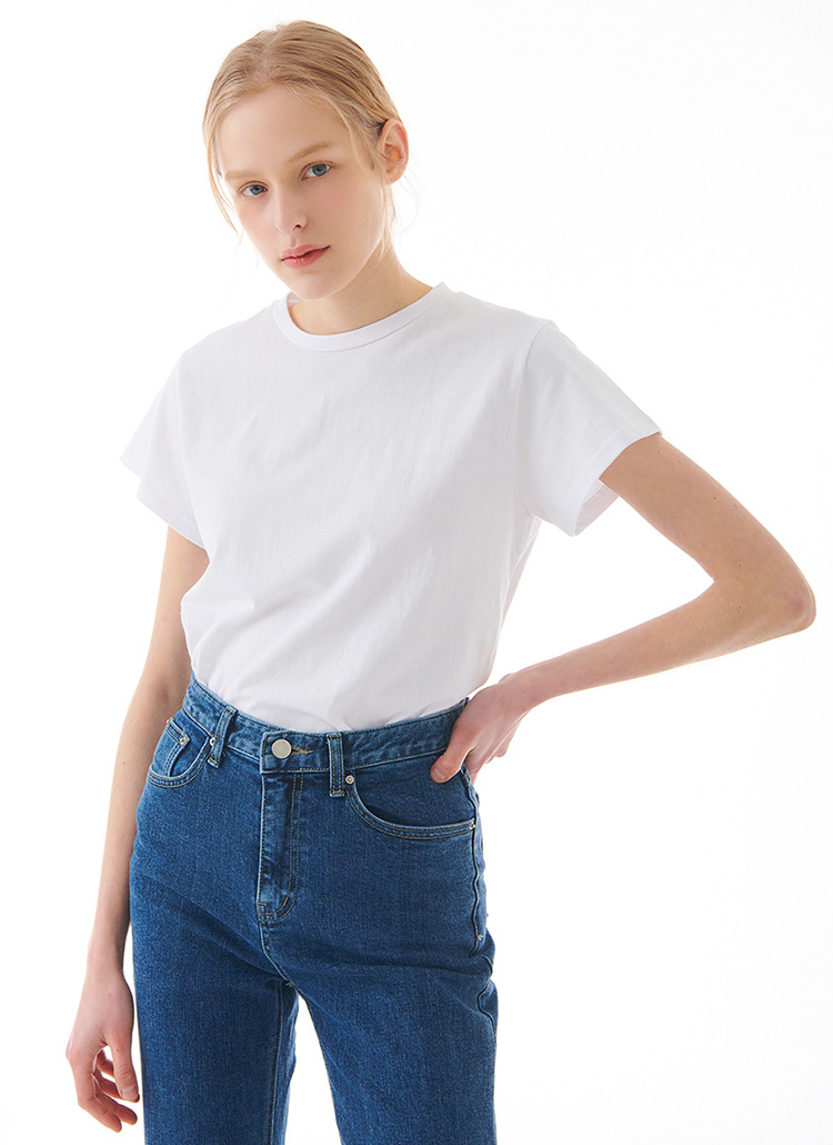 ショートスリーブ無地Tシャツ(ホワイト) | レディースファッション通販