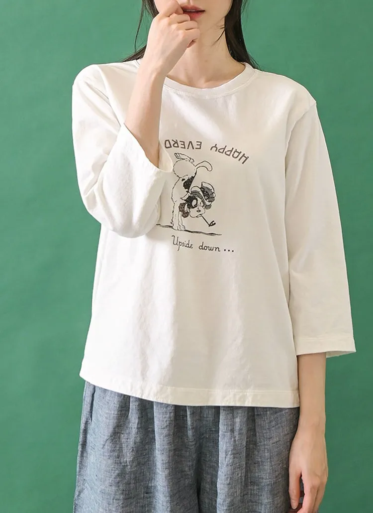 Upsideプリント7分袖Tシャツ | naturalgarden | 詳細画像1