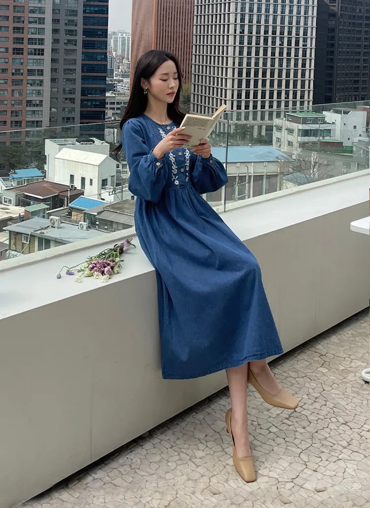DENIM DUNGAREE/デニムアンドダンガリー＊花柄刺繍ワンピース＊110 トミー ヒルフィガー TOMMY HILFIGER デニムダンガリーワンピース （インディゴ） -ファッション通販 FASHION WALKER 