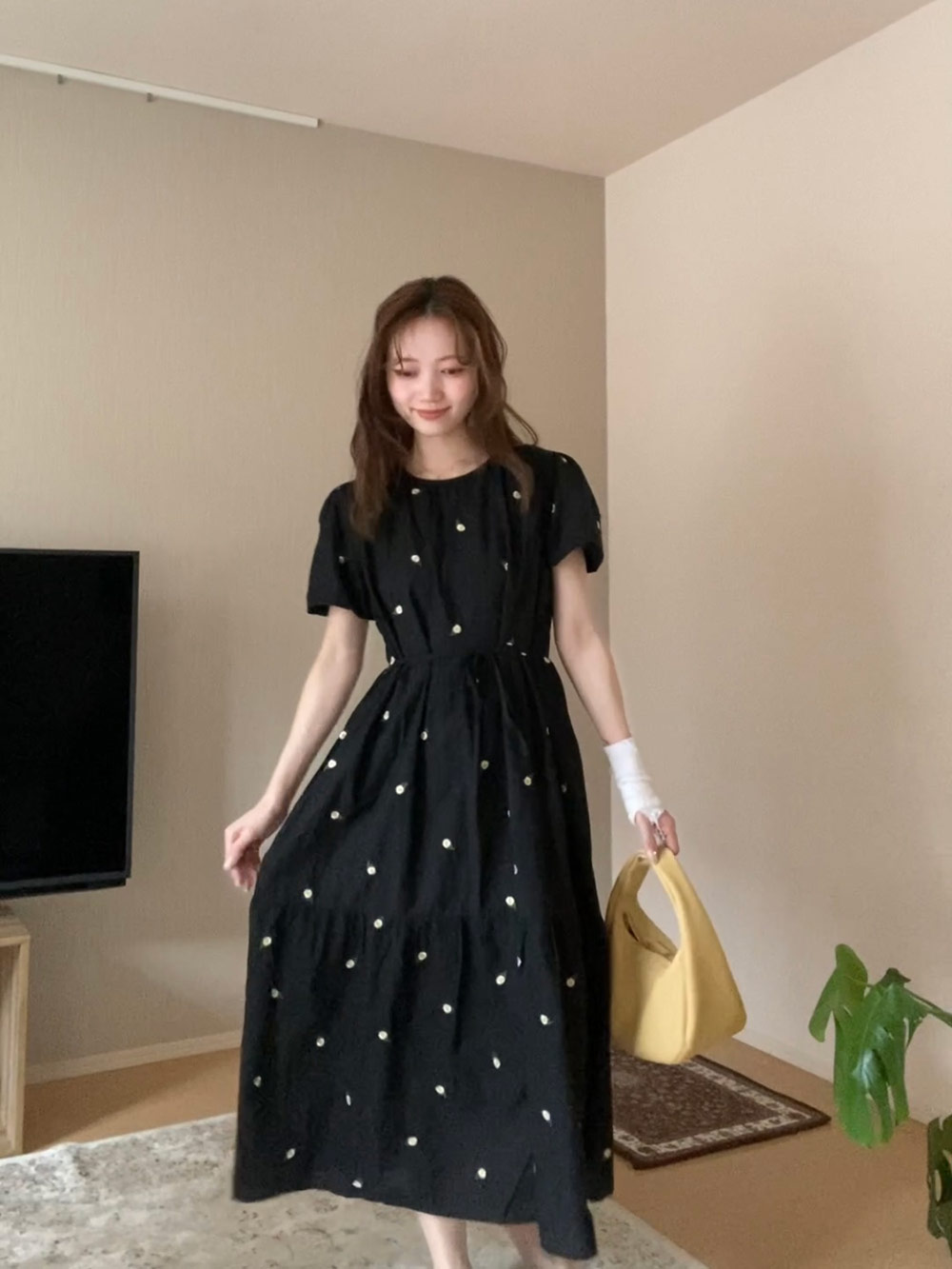 *再入荷*リネン混花柄ティアードワンピース | 詳細画像12