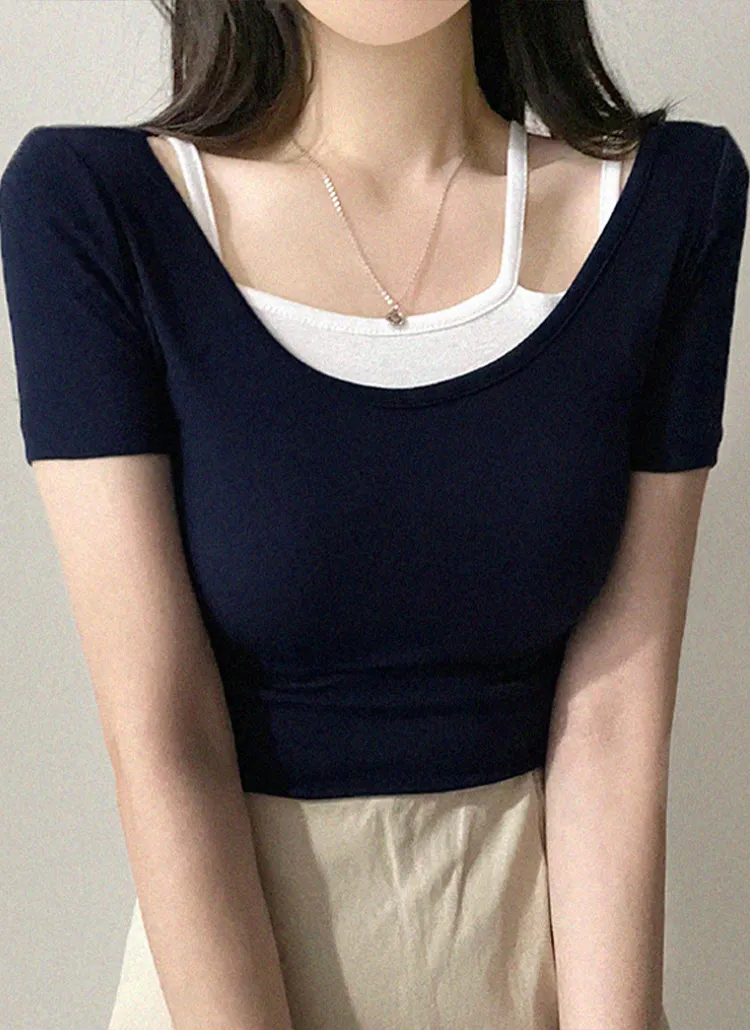 半袖Tシャツ&アシメストラップキャミSET | peelrang | 詳細画像4