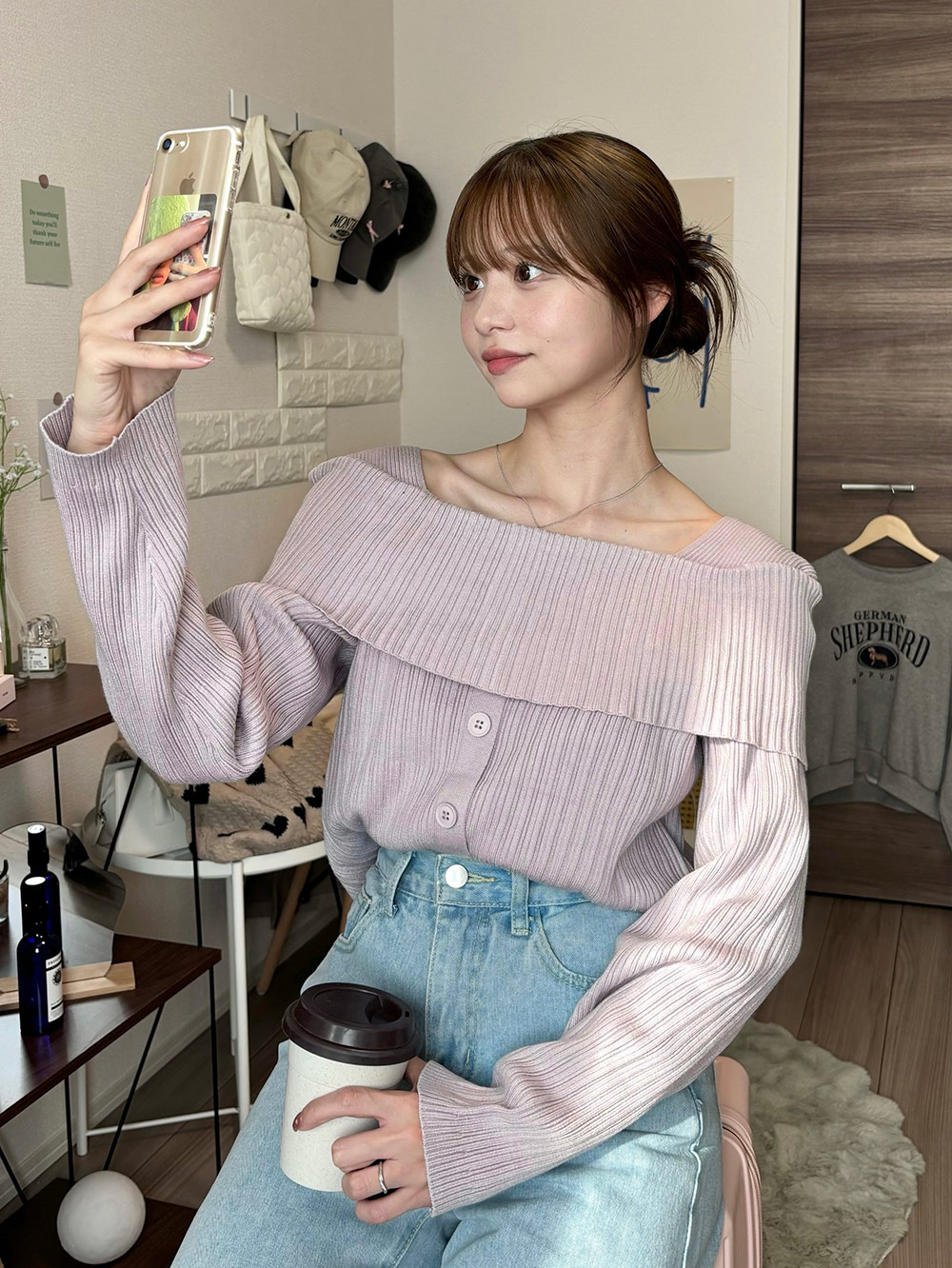 ボタンリブオフショル風ニット | レディースファッション通販 - DHOLIC