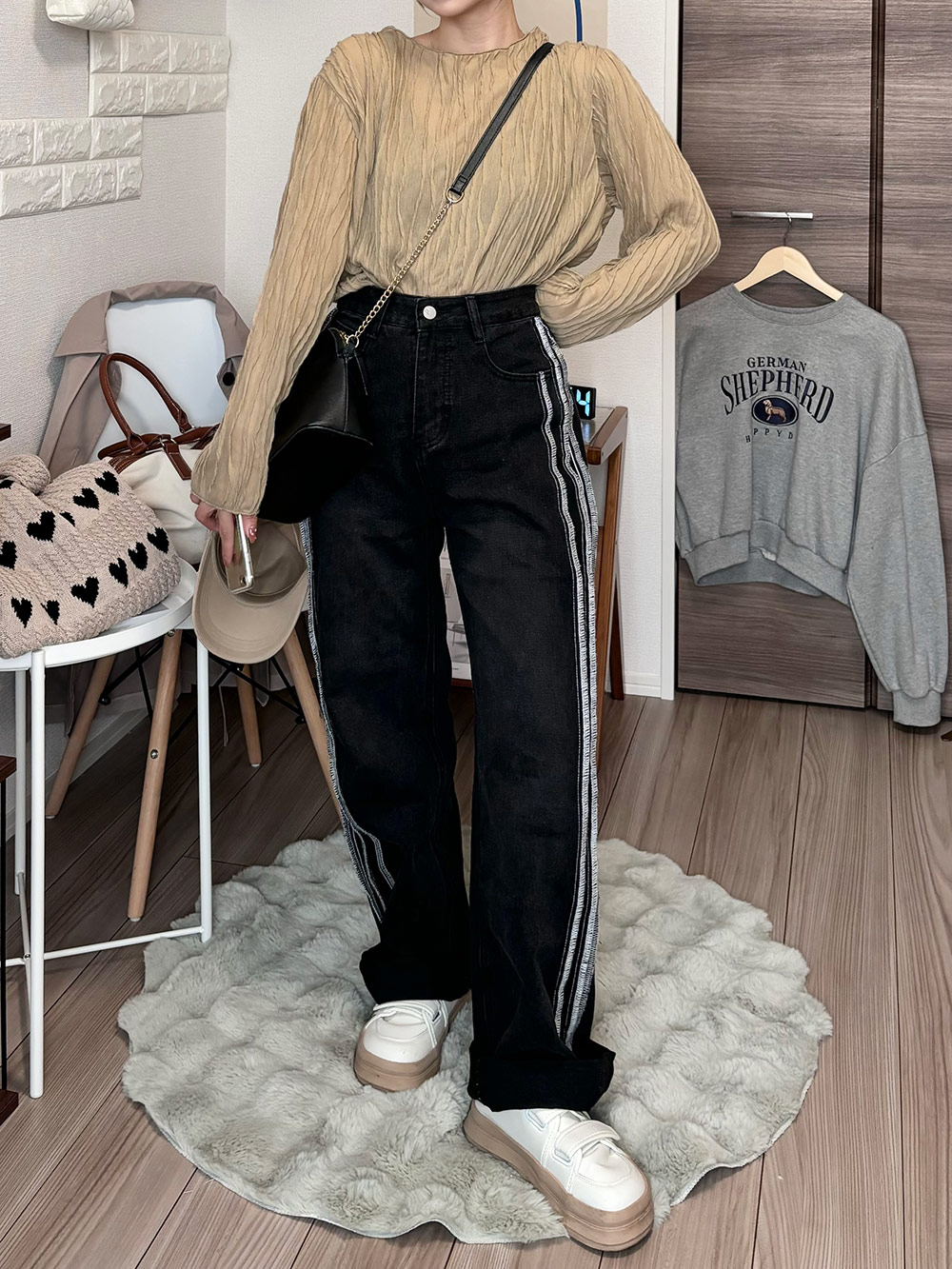 GAP サイドライン ワイドデニム サイドラインワイドデニムパンツ | レディースファッション通販